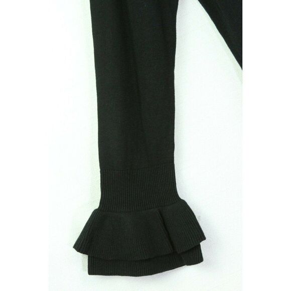 Isaac Mizrahi LIVE Sweater Tunic Pullover Ruffle Cuffs Black Womens Small - Picture 6 of 8